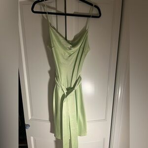 Lime green satin dress